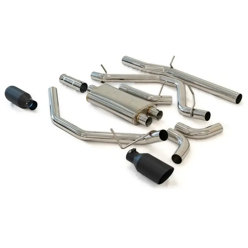 Ppe Polished Dual Exit Cat-Back Exhaust Kit W/ Black Tips For 14-19 Gm 1500 5.3L 2