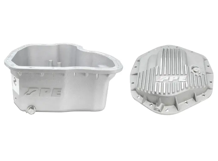 Ppe Raw Aluminum Oil Pan & Rear Differential Cover For 2001-2010 Gm 6.6L Duramax 1