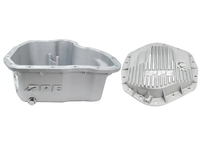 Ppe Raw Aluminum Oil Pan & Rear Differential Cover For 2011-2016 Gm 6.6L Duramax 1