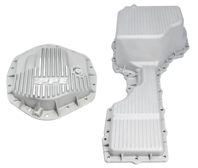 Ppe Raw Aluminum Oil Pan & Rear Differential Cover For 2017-2019 Gm 6.6L Duramax 1