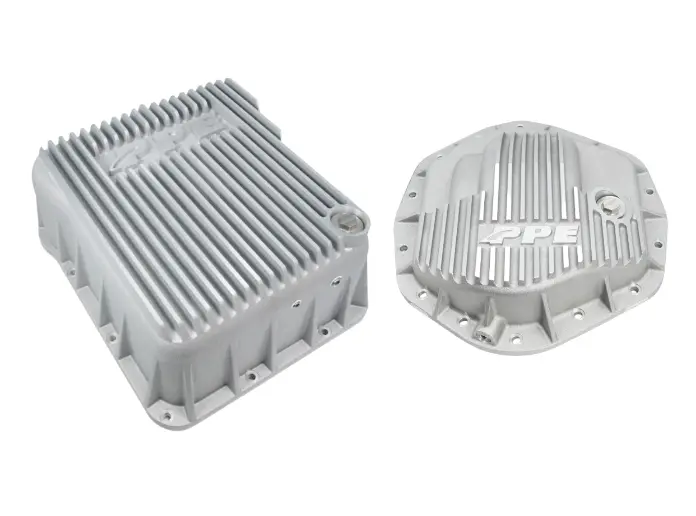 Ppe Raw Deep Transmission Pan & Rear Diff Cover For 01-19 Gmc/Chevy 6.6L Duramax 1