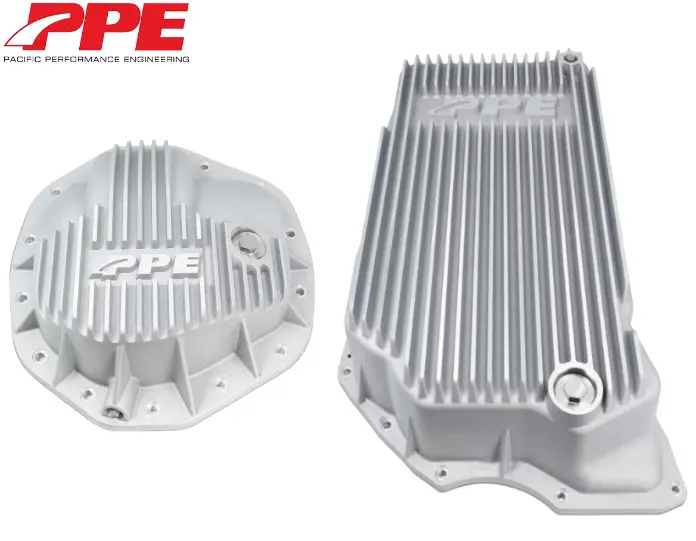 Ppe Raw Deep Transmission Pan & Rear Diff Cover For 2020-2024 Gm 6.6L Duramax 1