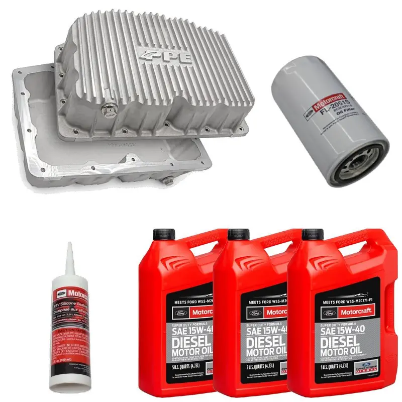 Ppe Raw Oil Pan With Motorcraft 15W-40 Oil/Filter For 11-21 6.7L Powerstroke 1