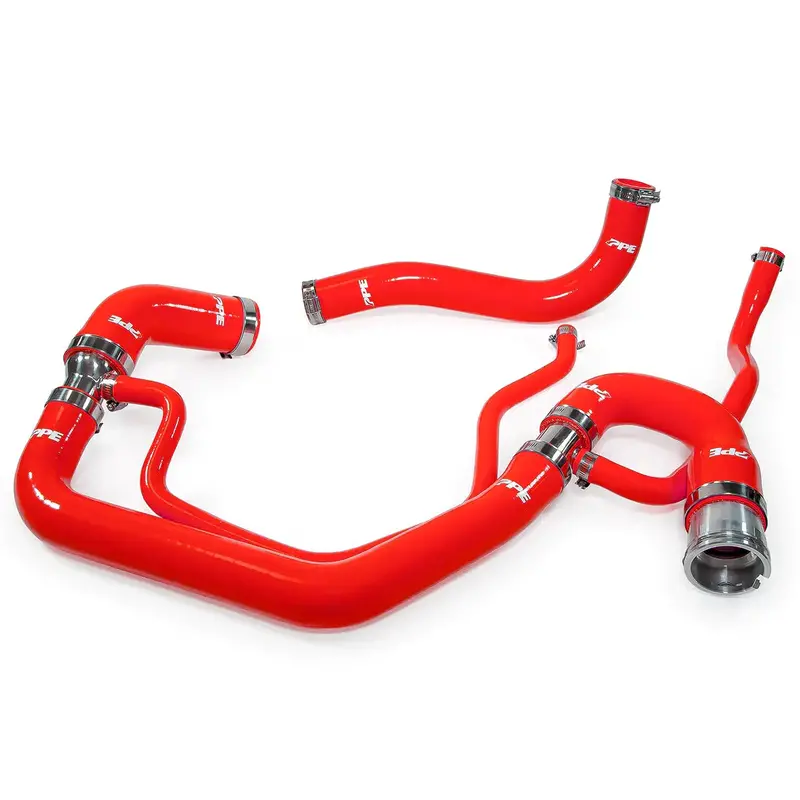 Ppe Red Silicone Upper & Lower Coolant Hose Kit For 2006-2010 Gm 6.6L Duramax 1