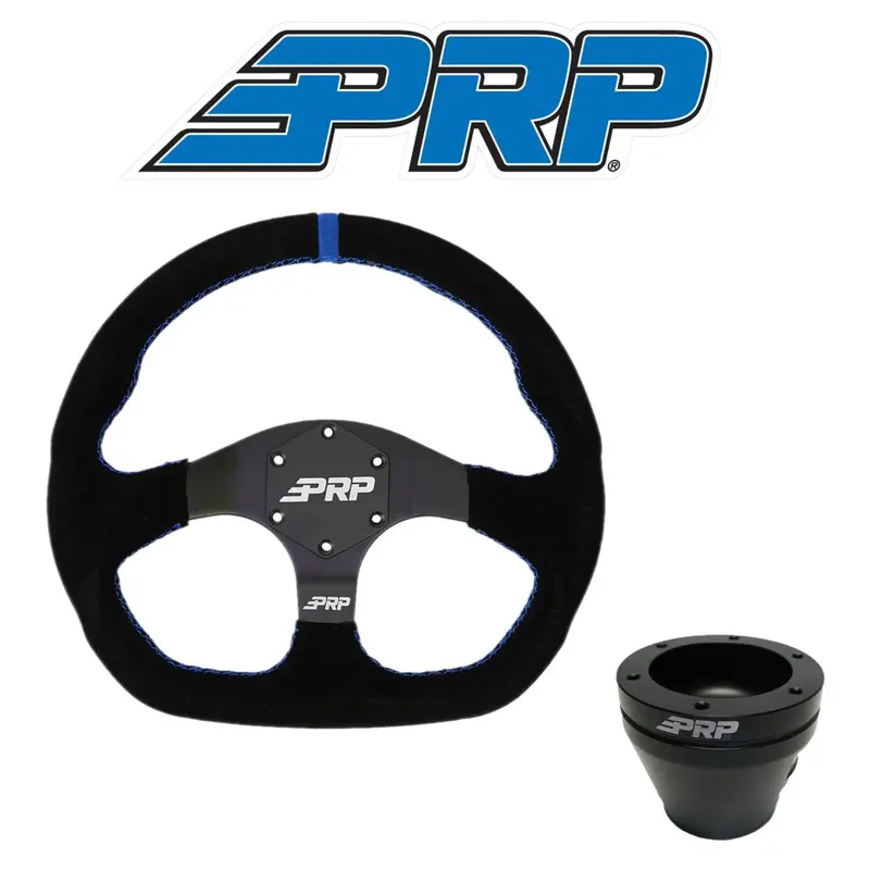 Prp Comp-R Suede Steering Wheel Blue Stripe W/ Utv Hub Adapter For Polaris & Can-Am 1
