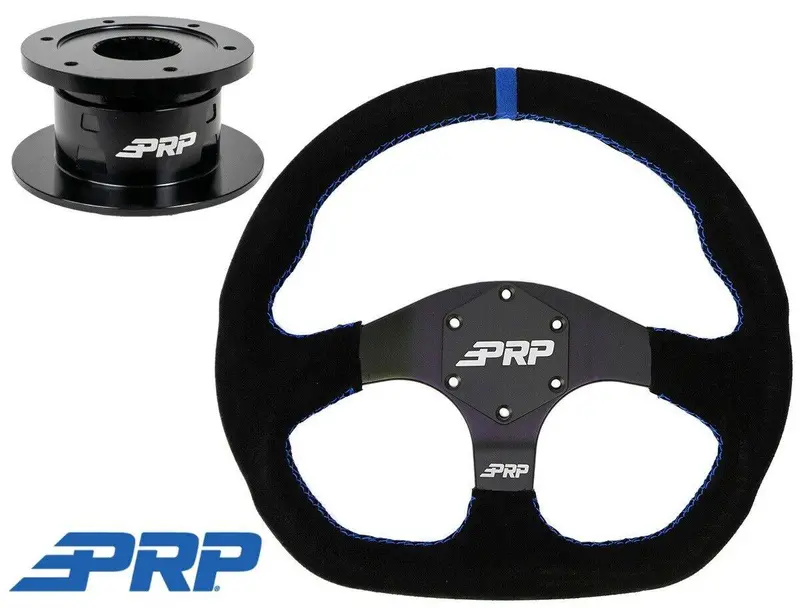 Prp Comp-R Suede Steering Wheel W/ Qr 6-Bolt Hub, Blue Stripe For Polaris/Can-Am 1