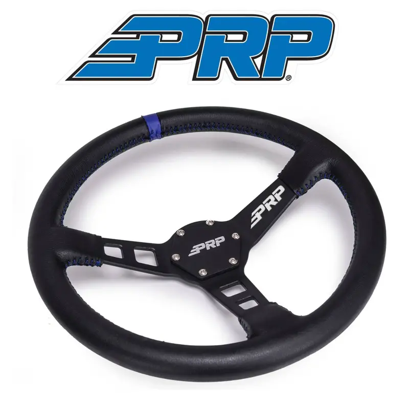 Prp Deep Dish Leather Steering Wheel Blue Stripe For Polaris Rzr/Can-Am Maverick 1