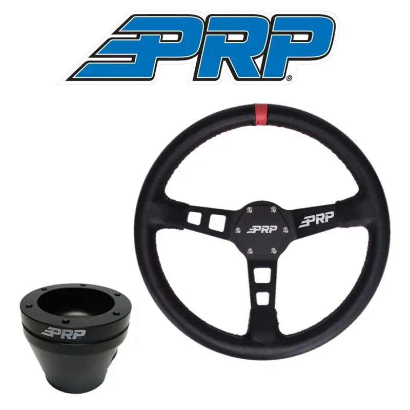 Prp Deep Dish Leather Wheel Red Stripe W/ Utv Hub Adapter For Polaris/Can-Am 1