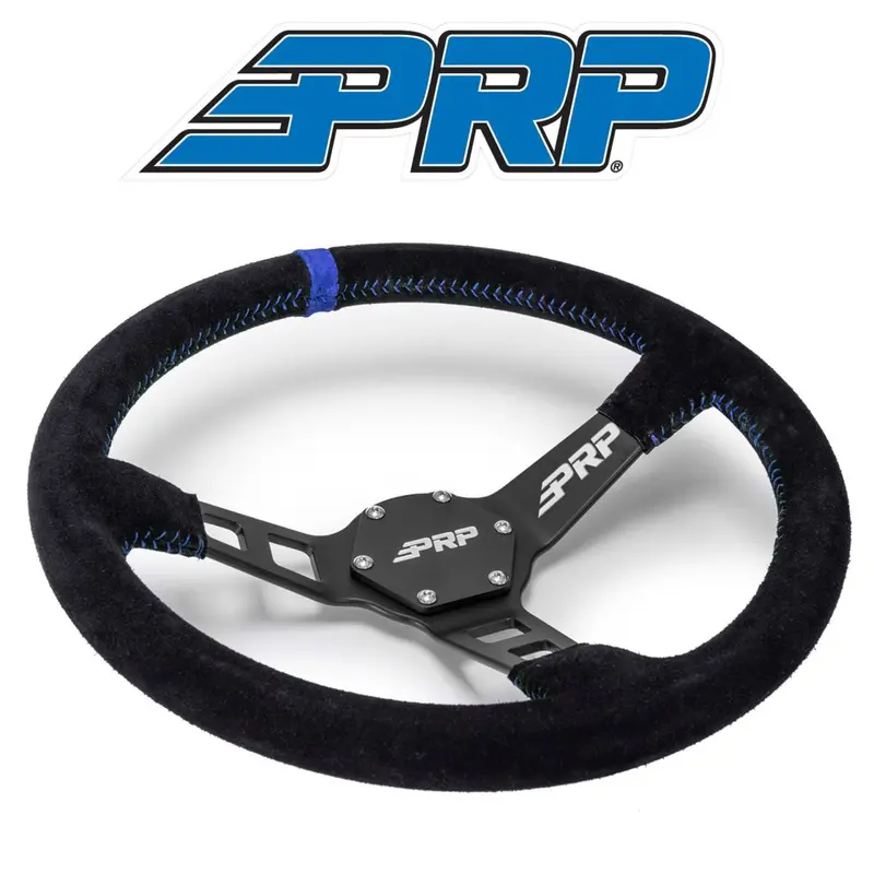 Prp Deep Dish Suede Steering Wheel Blue Stripe For Polaris Rzr/Can-Am Maverick 1