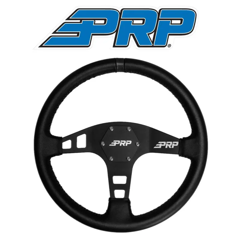 Prp Flat Leather Steering Wheel Black Stripe For Polaris Rzr/Can-Am Maverick 1