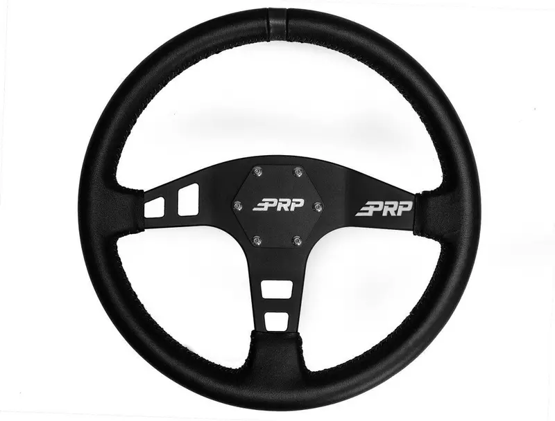 Prp Flat Leather Steering Wheel Black Stripe/Universal Weld On Quick Release 2