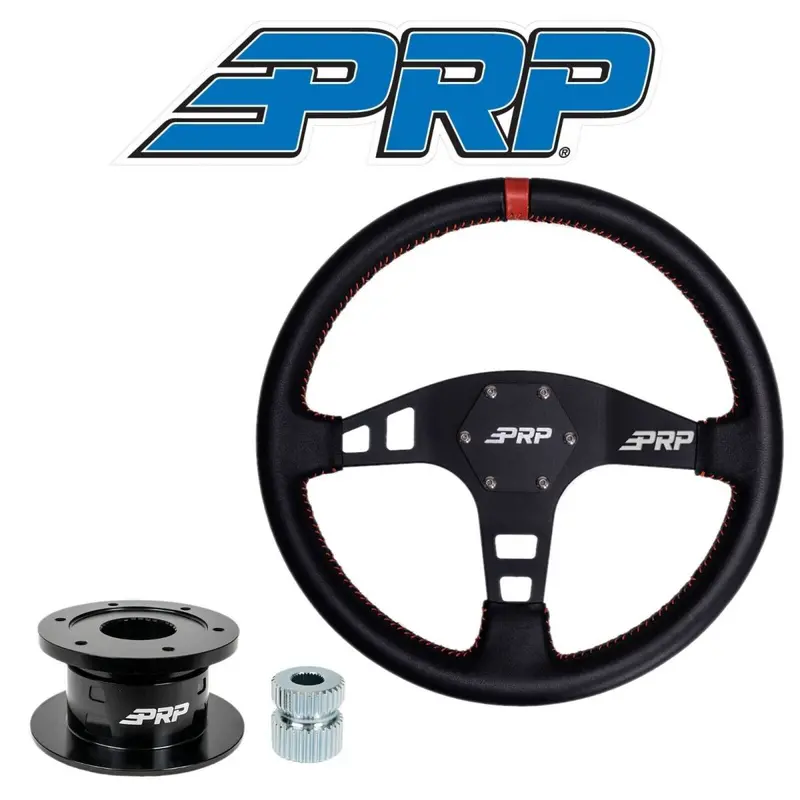 Prp Flat Leather Steering Wheel Red Stripe/Quick Release For Yamaha Viking/Yxz 1