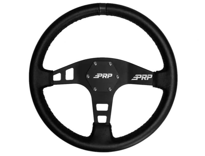 Prp Flat Leather Wheel Black Stripe With Utv Hub Adapter For Polaris/Can-Am 1