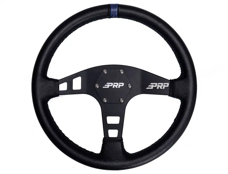 Prp Flat Leather Wheel Blue Stripe With Utv Hub Adapter For Polaris & Can-Am 2