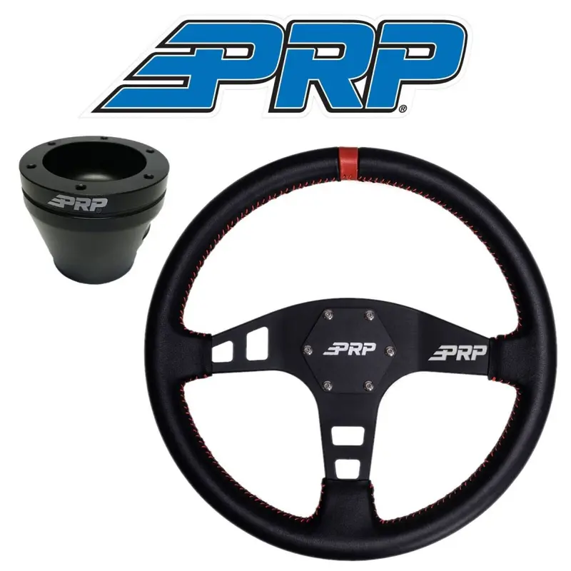 Prp Flat Leather Wheel Red Stripe With Utv Hub Adapter For Polaris & Can-Am 1