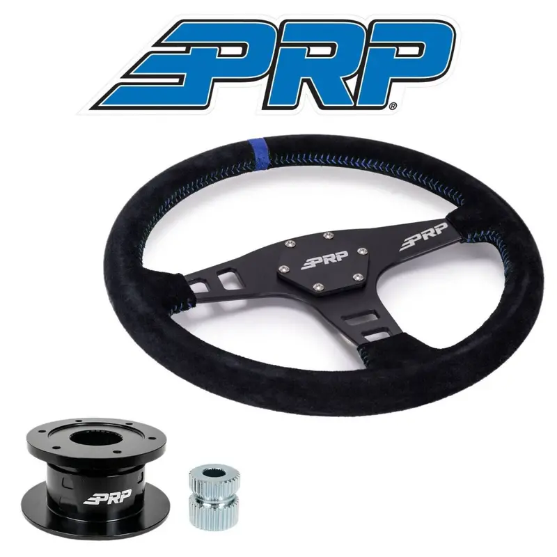 Prp Flat Suede Steering Wheel Blue Stripe/Quick Release Hub For Ezgo Golf Carts 1