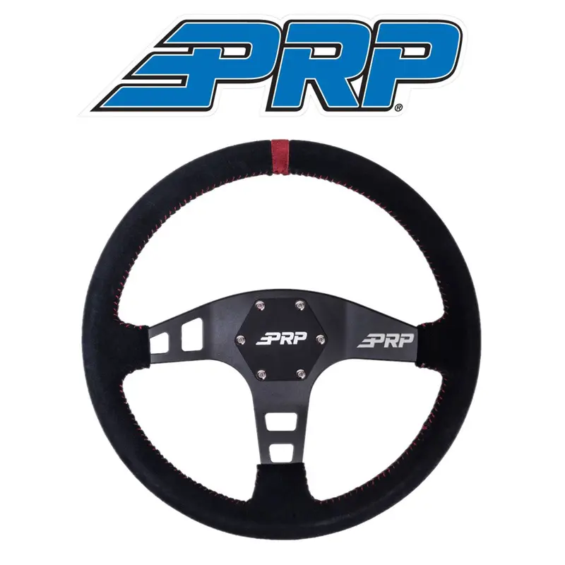 Prp Flat Suede Steering Wheel With Red Stripe For Polaris Rzr/Can-Am Maverick 1