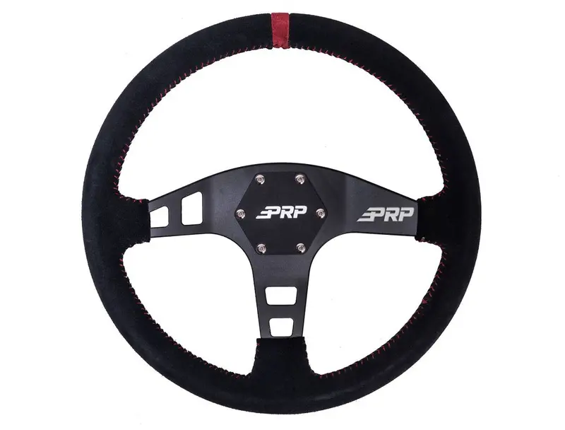 Prp Flat Suede Steering Wheel With Red Stripe For Polaris Rzr/Can-Am Maverick 2