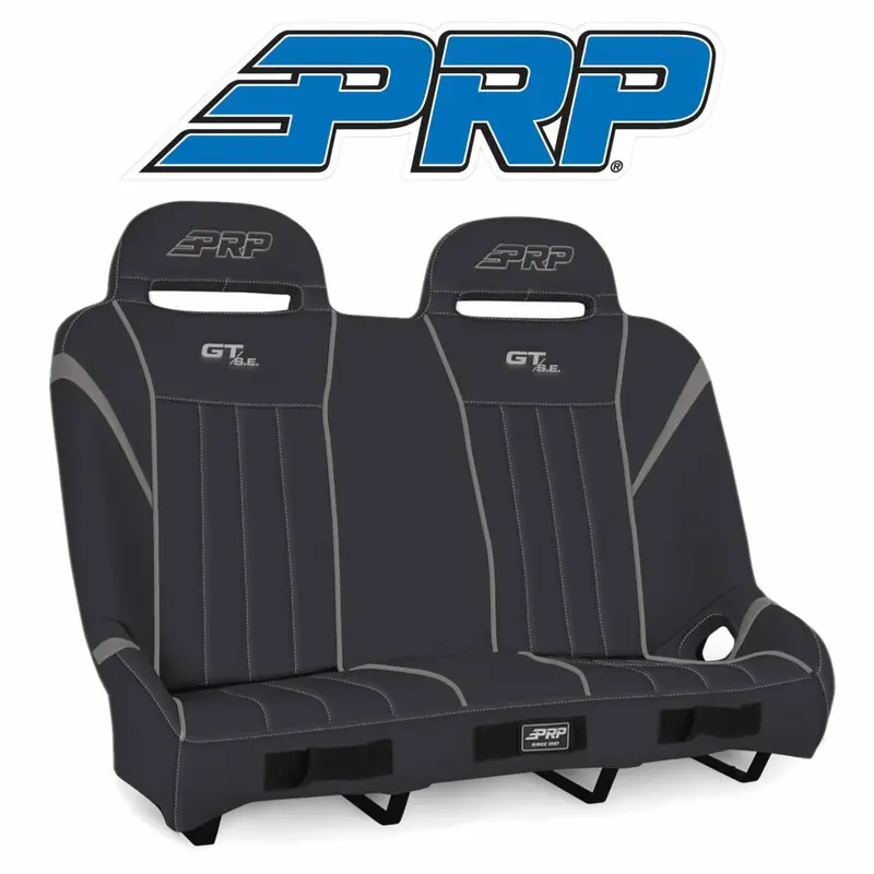 Prp Gt/Se Black & Gray Suspension Rear Bench Seat W/ Rear Padded Door Bags For 2014-2023 Polaris Rzr 4 Door 2