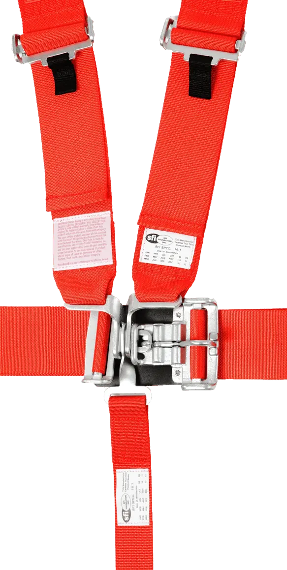 Racequip Latch & Link 5 Point Harness Set - Premium 3" Polyester Webbing - Red 2
