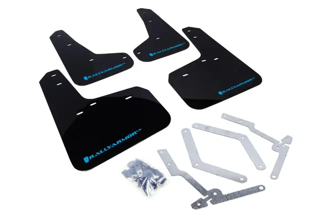 Rally Armor Black Ur Mud Flaps W/ Nitrous Blue Logo For 2012-2019 Ford Focus St/Rs 1