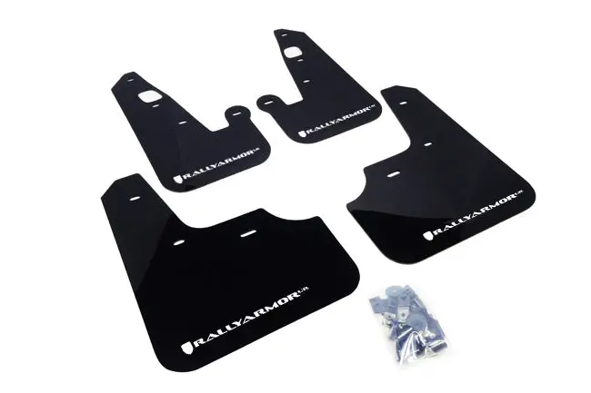 Rally Armor Black Ur Mud Flaps W/ White Logo For 2007-2017 Mitsubishi Lancer 1