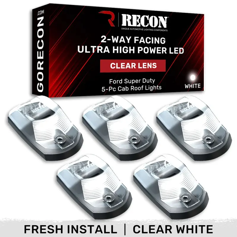 Recon 5-Piece Led Cab Roof Light Kit 2-Way For 17–25 Ford F250/F350/F450/F550 Sd 1