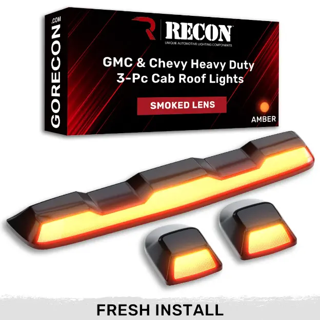 Recon Amber Led Cab Light Kit W/ Smoked Lenses For 2020-2024 Gmc/Chevy 2500/3500 1