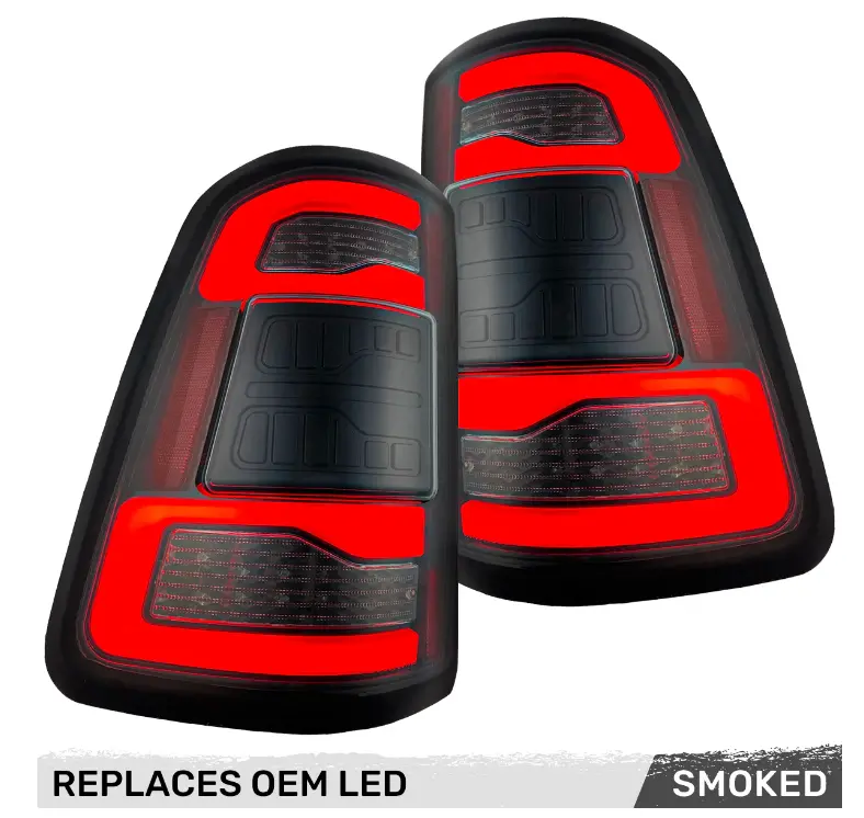 Recon Smoked Oled Tail Lights W/ Scanning Red Turn Signal For 2019-2023 Ram 1500 1