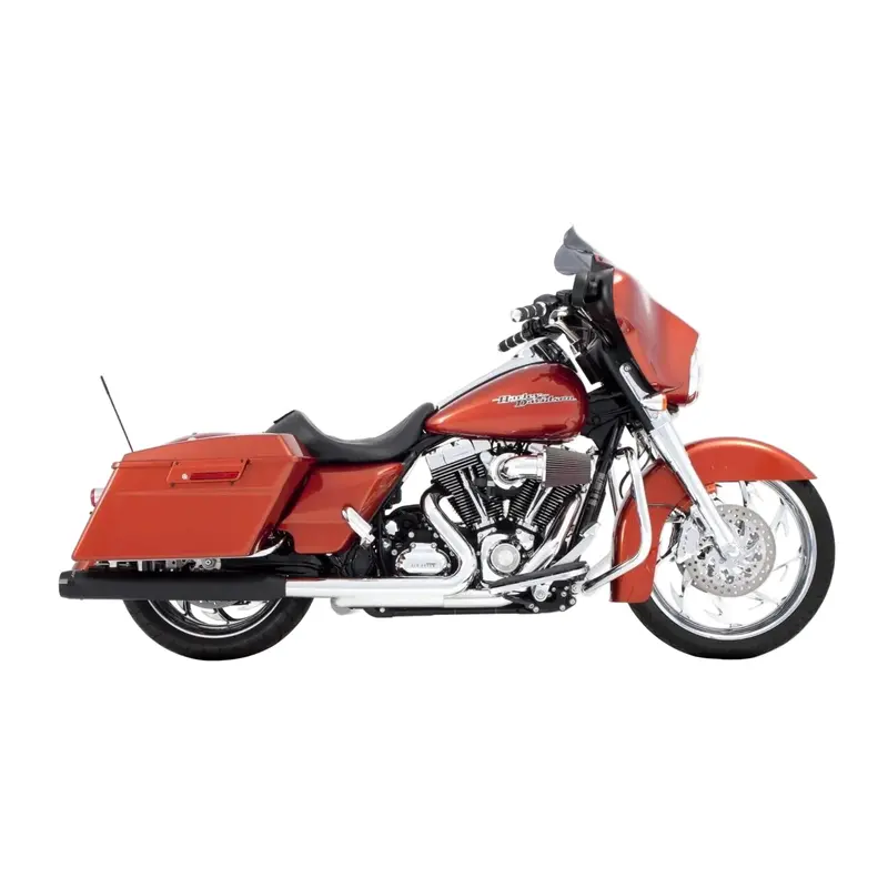 Rinehart 3.5In Slip-On Mufflers Black With Black Tips For 1995–2009 Harley Touring 1
