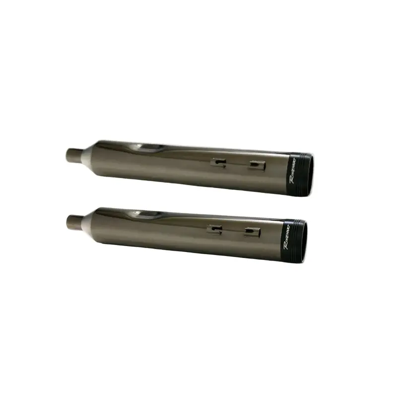 Rinehart 4.5 Inch Dbx45 Slip-On Muffler Exhaust Gunsmoke With Black Tips For 2017-2026 Harley-Davidson Touring Models M8 1