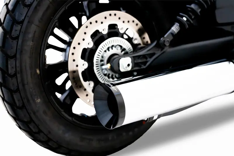 Rinehart Dbx45 4.5 Inch Chrome With Black Tips 2-Into-1 Slip-On Muffler Exhaust For 2025-2026 Indian Scout 1