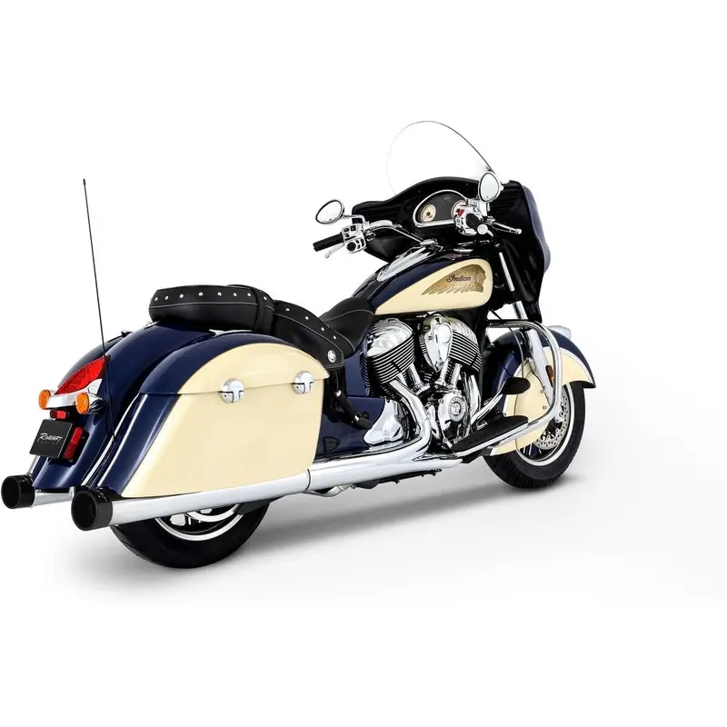 Rinehart Racing 4 Inch Slip-On Mufflers Chrome/Blk Tips For 2014–2026 Indian Touring 1