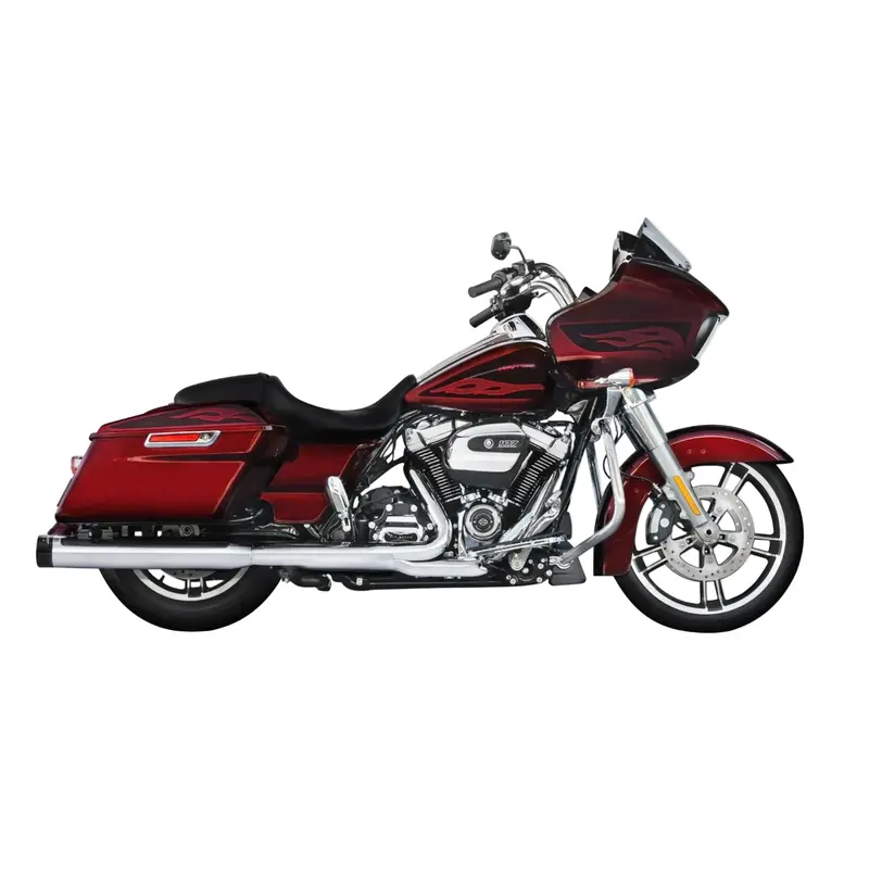 Rinehart Racing 4In Slip-On Exhaust Chrome With Black Tips For 2017-2026 Harley Touring Milwaukee 8 1