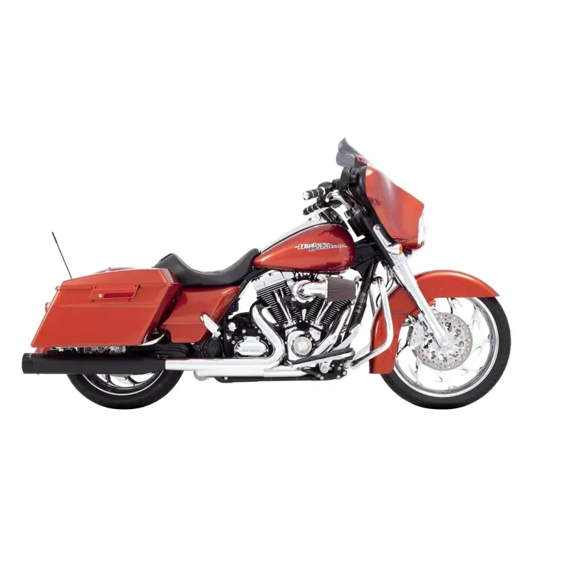 Rinehart Racing 4In Slip-On Mufflers Black With Black End Caps For 1995–2016 Harley Touring 1