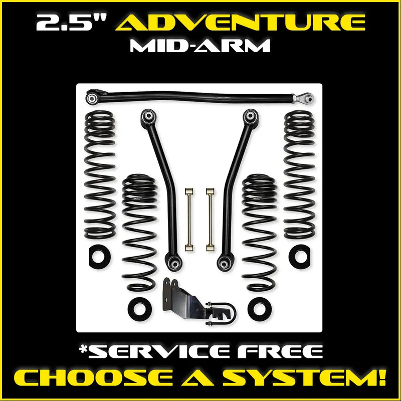 Rock Krawler 2.5 Inch Adventure Mid-Arm Suspension Lift Kit For 2018+ Jeep Wrangler Jlu 1