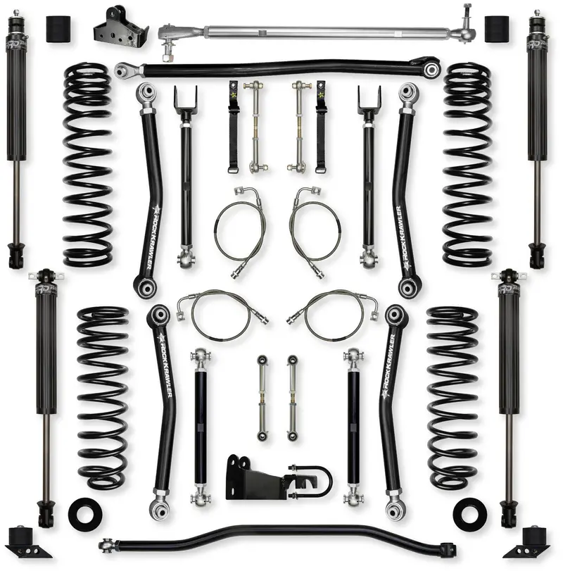 Rock Krawler 4.5" X-Factor Mid-Arm Front & Rear Lift Kit W/ Shocks For 2007-2018 Jeep Wrangler Jku 1