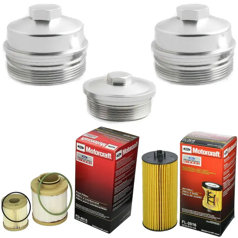 Rudy's Billet Filter Caps & Motorcraft Filters For 03-07 Ford 6.0L Powerstroke 1