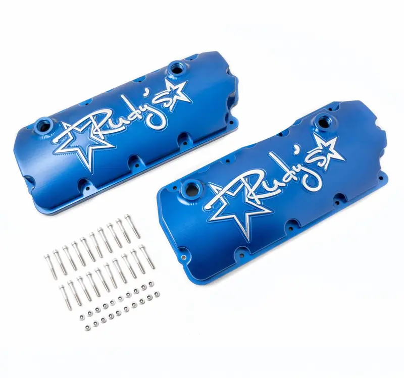 Rudy's Blue Billet Aluminum Valve Cover Set For 08-10 6.4L Powerstroke 1