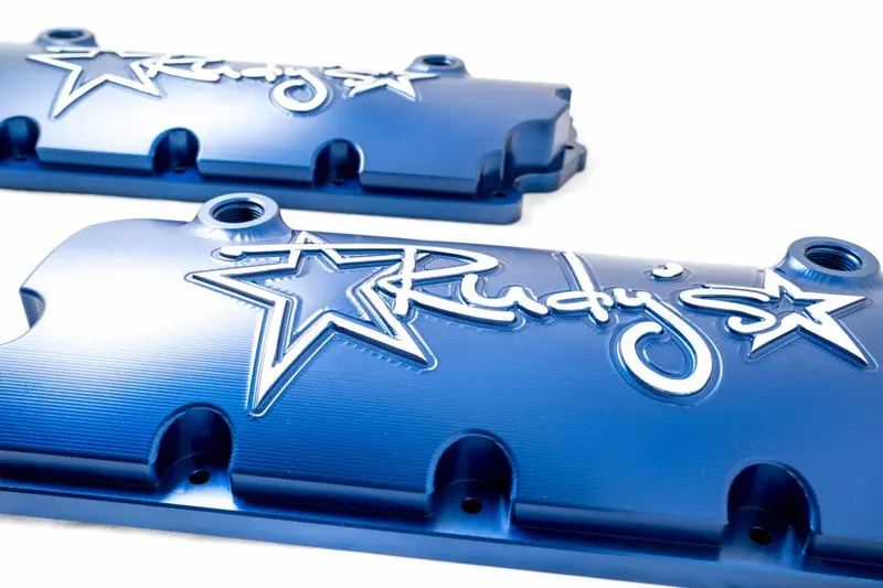 Rudy's Blue Billet Aluminum Valve Cover Set For 08-10 6.4L Powerstroke 2
