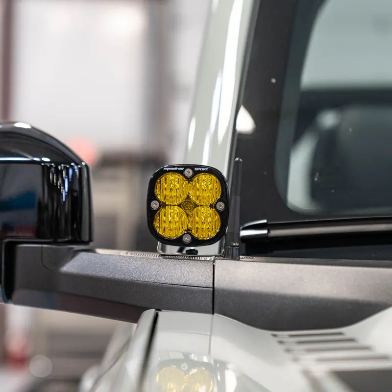 Rudy's Custom Mirror Mounted Baja Designs Squadron Ditch Light Kit For 2021+ Ford Bronco 1