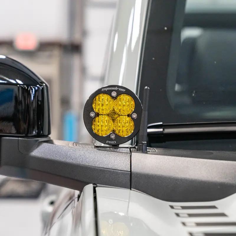 Rudy's Custom Mirror Mounted Baja Designs Squadron-R Ditch Light Kit For 2021+ Ford Bronco 1