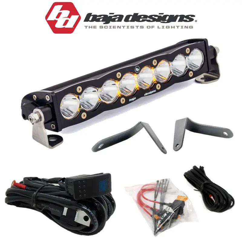 Rudy's Custom Shock Mount Bracket & Baja Designs 10" S8 Light Bar  & Rocker Switch For 2017-2024 Can-Am Maverick X3 1