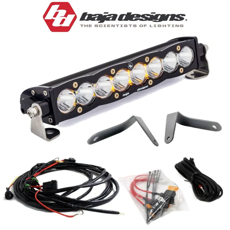 Rudy's Custom Shock Mount Bracket & Baja Designs 10" S8 Light Bar & Toggle Switch For 2017-2024 Can-Am Maverick X3 1