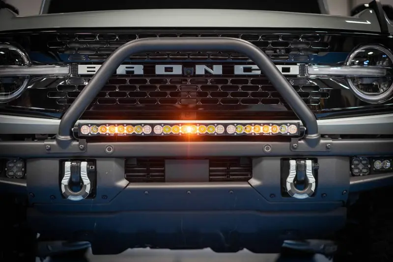 Rudy's Mounting Brackets & Baja Designs S8 Amber Wide Driving Light Bar Kit W/ Toggle Switch For 21+ Bronco W/ Steel Bumper 1