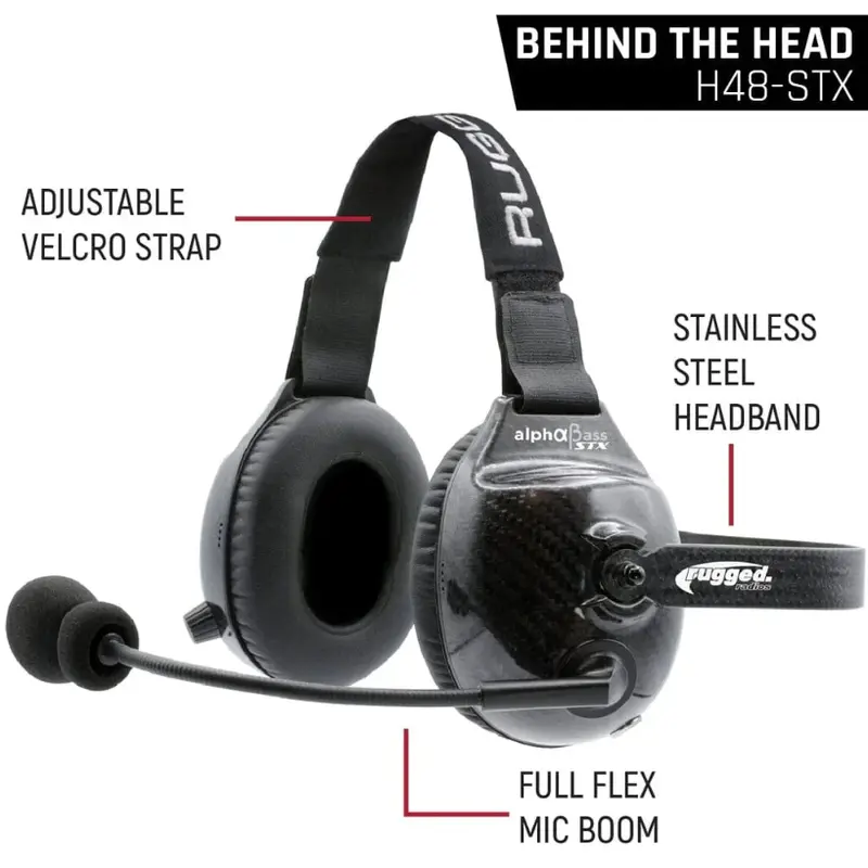 Rugged Radios Alphabass Carbon Fiber Headset For Stereo And Offroad Intercoms Behind The Head 1