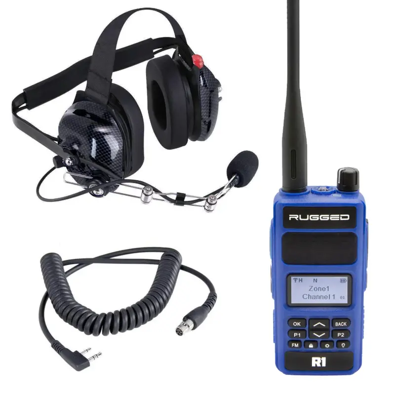 Rugged Radios Crew Chief H42 Spotter Headset & R1 Handheld Radio Kit – Digital & Analog, Noise-Canceling Mic, Race-Ready Comms 1