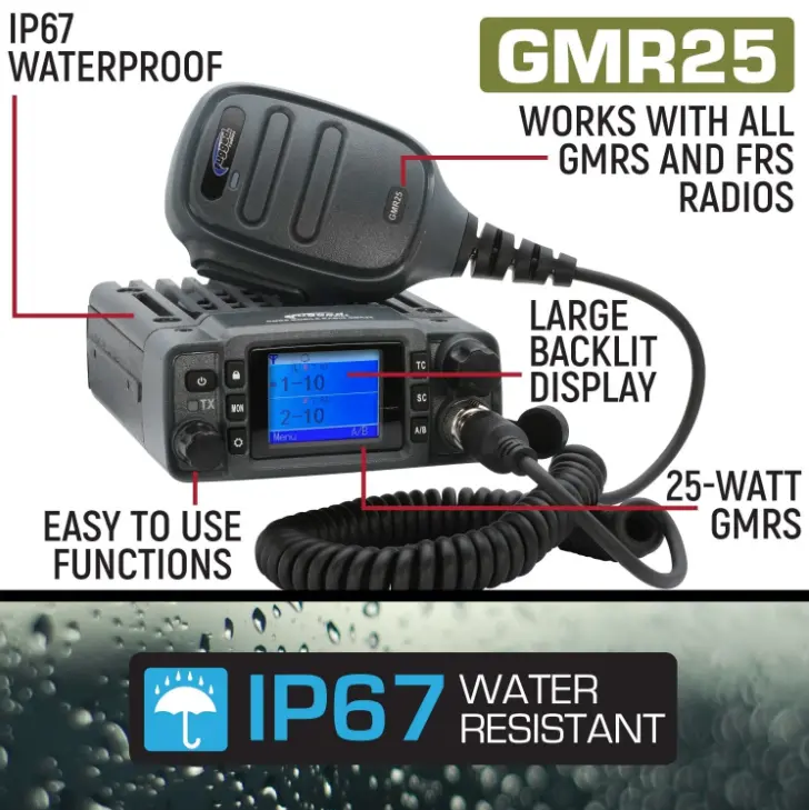 Rugged Radios Gmr25 Waterproof Gmrs Radio Kit W/ Antenna - Long-Range, Ip67, Dual Watch Mode 2