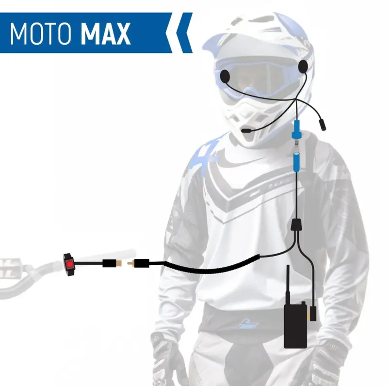 Rugged Radios Moto Max Comm Kit Hd Offroad Cables W/ R1 (Blue) - Business Band Radio – Hd Offroad Cables 1