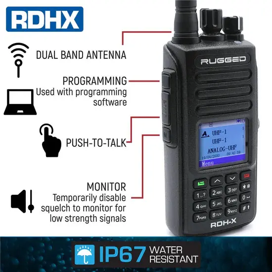 Rugged Radios Yellow Waterproof Handheld Communication Radio - Digital And Analog 2